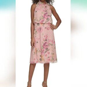 NWT Size 14W Jessica Howard Women's Style Midi Sleeveless Chiffon Floral Dress